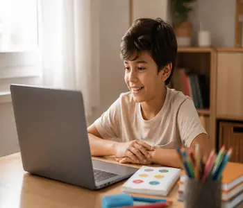 Criança em atendimento psicopedagógico online — psicopedagogia online