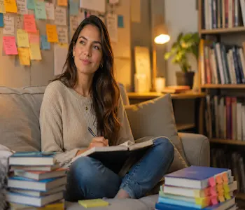 Psicopedagoga estudando e planejando carreira